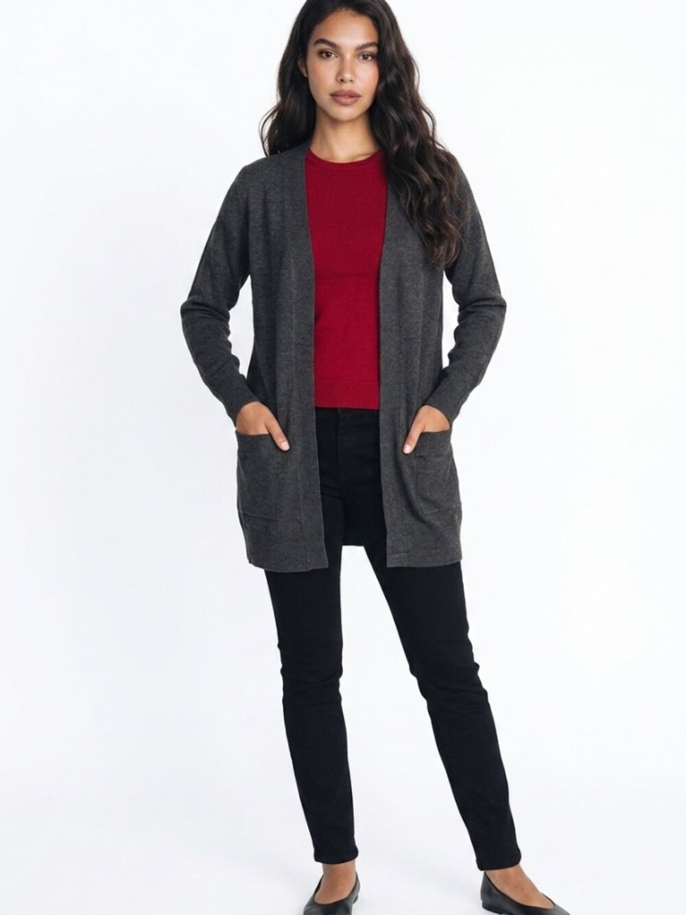CIELO mid-lenght charcoal grey cardigan